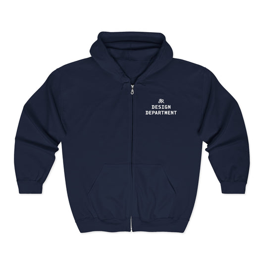 Unisex Arlo Ryleigh Design Department, Navy & White, Zip-Up Hoodie