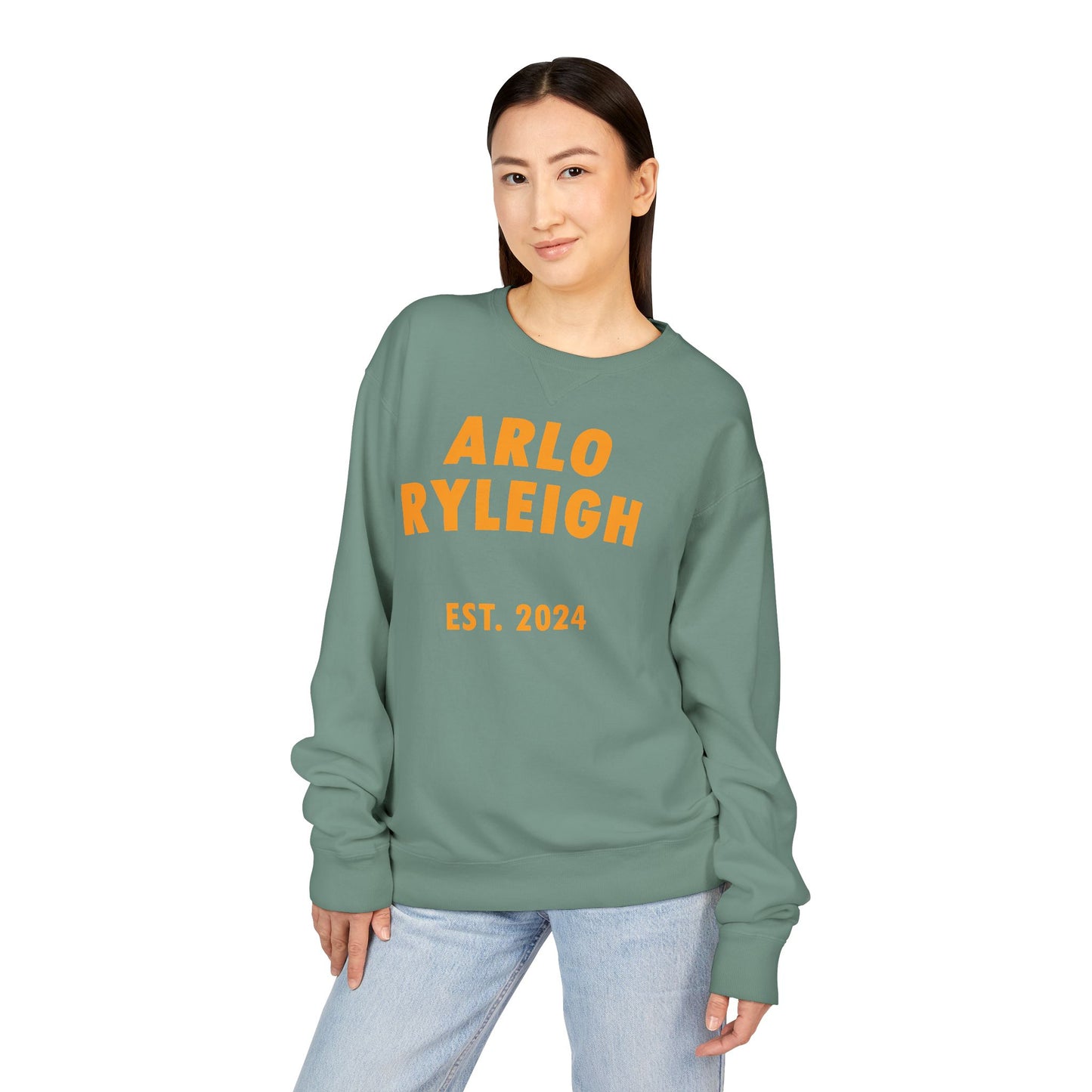 Unisex Arlo Ryleigh Brand Print, Cypress Green & Mango - Crewneck Sweatshirt