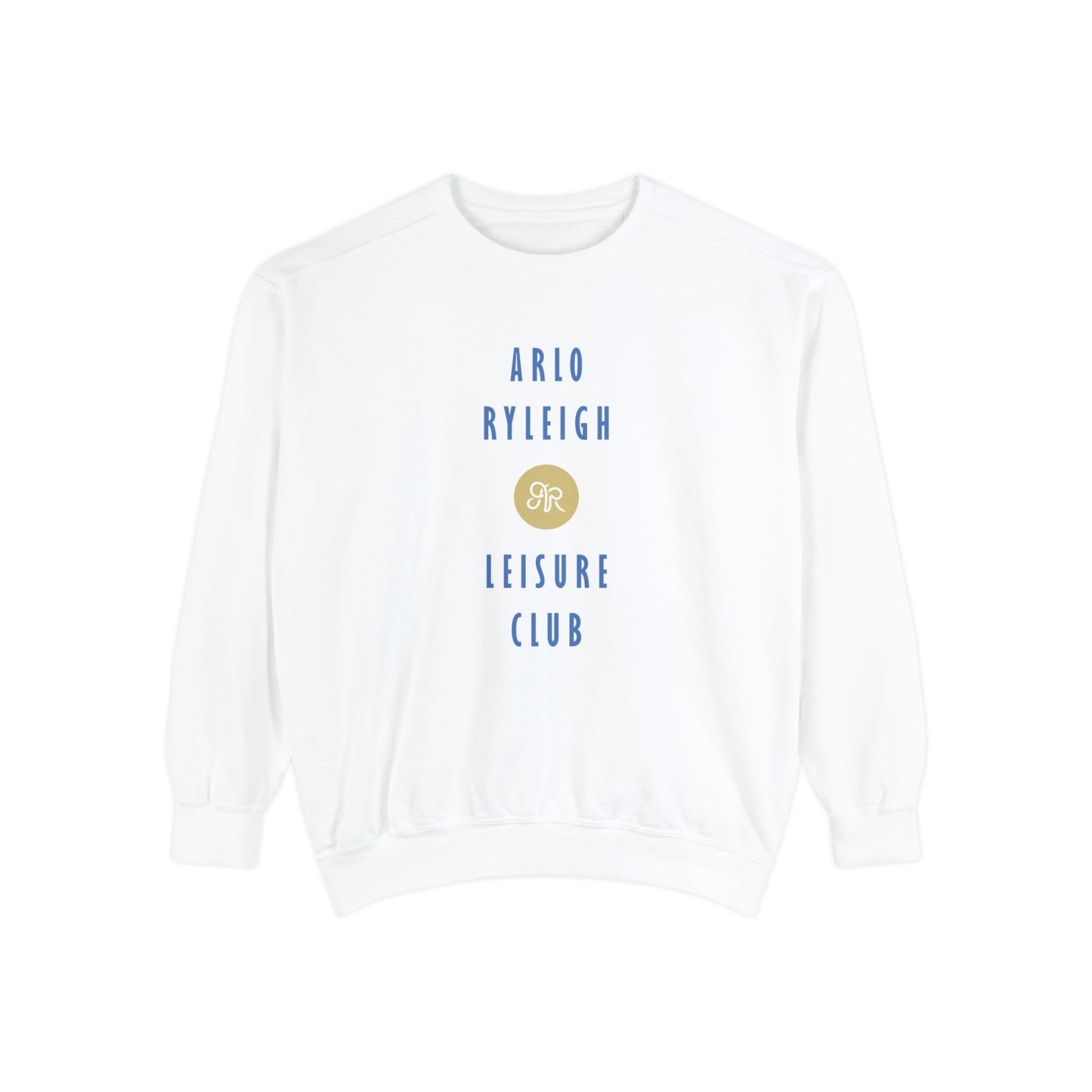 Women's Crewneck Sweatshirt, Arlo Ryleigh Leisure Club Logo Stack, White