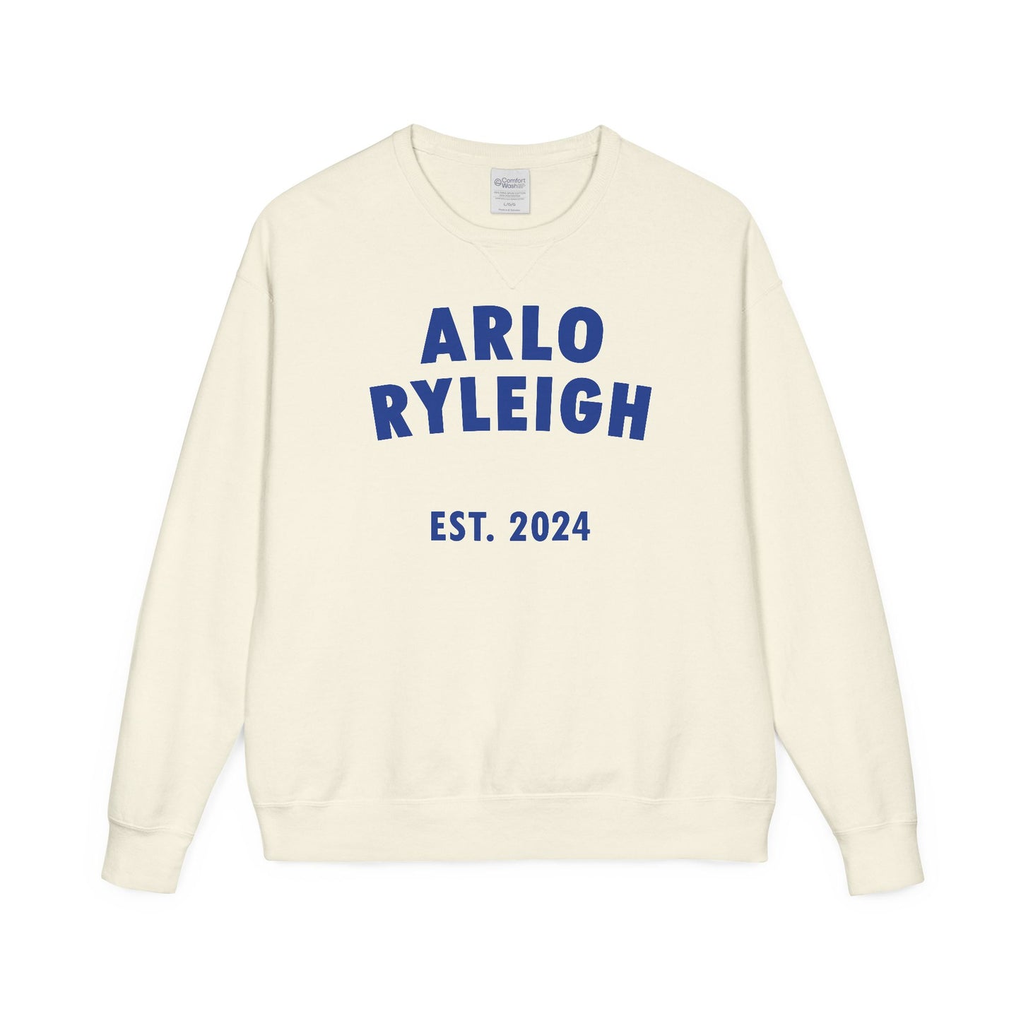 Unisex Arlo Ryleigh Brand Print, Parchment & Marian Blue - Crewneck Sweatshirt