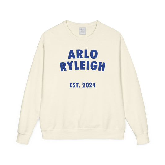 Unisex Arlo Ryleigh Brand Print, Parchment & Marian Blue - Crewneck Sweatshirt