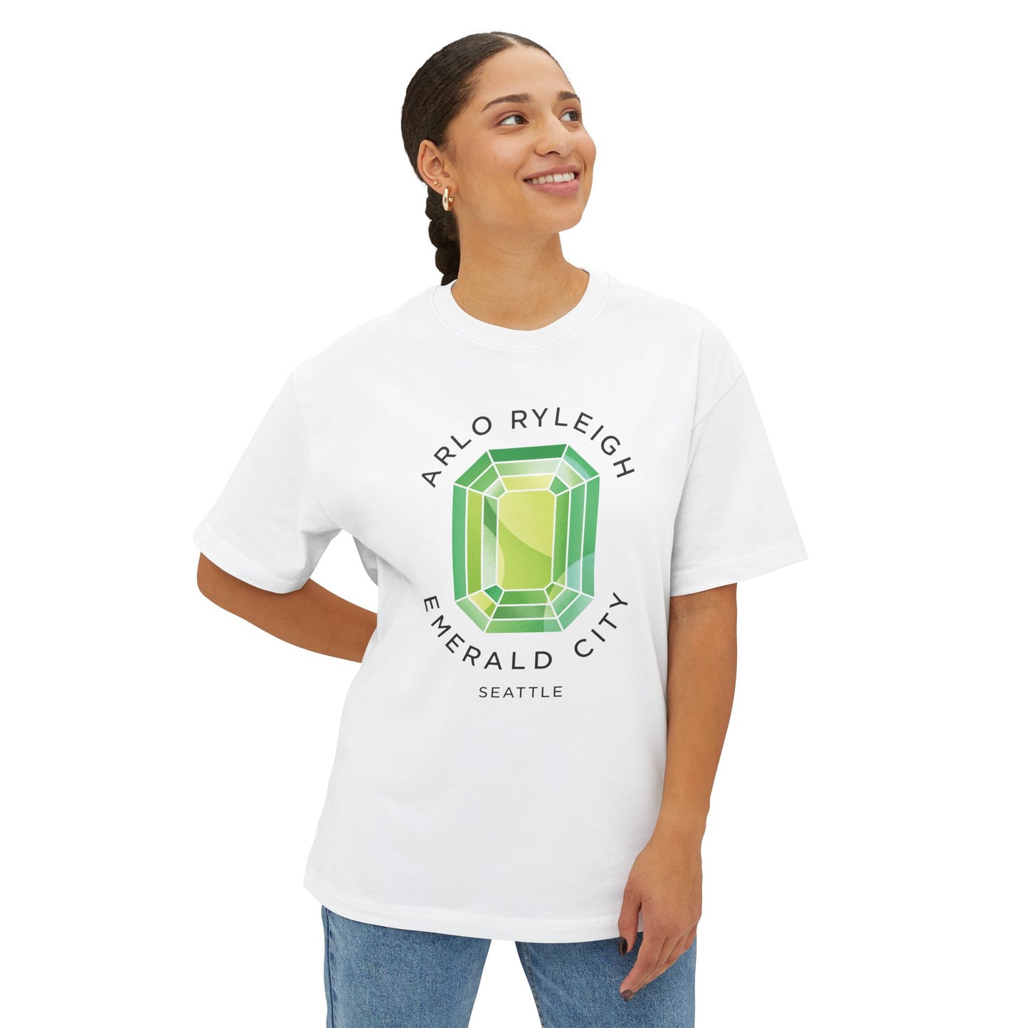 Women's Emerald City, White - Oversized Boxy Tee