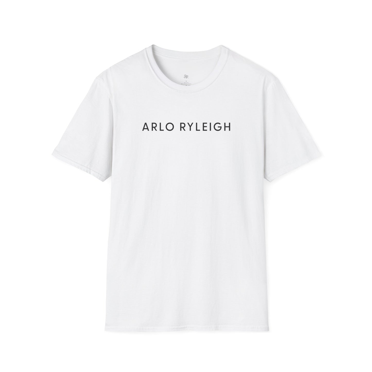 Men's Softstyle Tee, Arlo Ryleigh - Brand Across Graphic,  White & Black