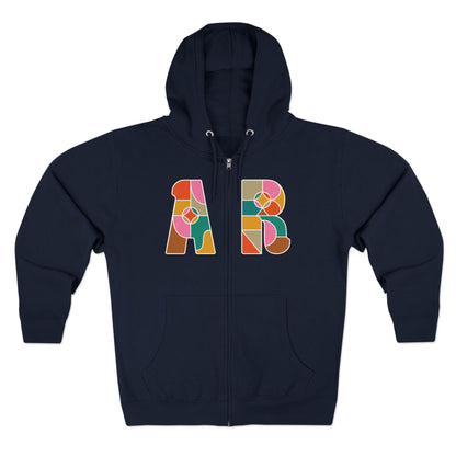 Women's AR Sunburst Stained Glass Zipped Hoodie, Navy