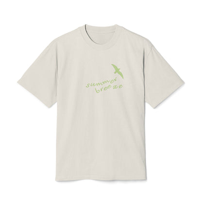 Women's Boxy Oversize Fit - Heavy Faded Tee, Summer Breeze Graphic, Faded Bone & Lime