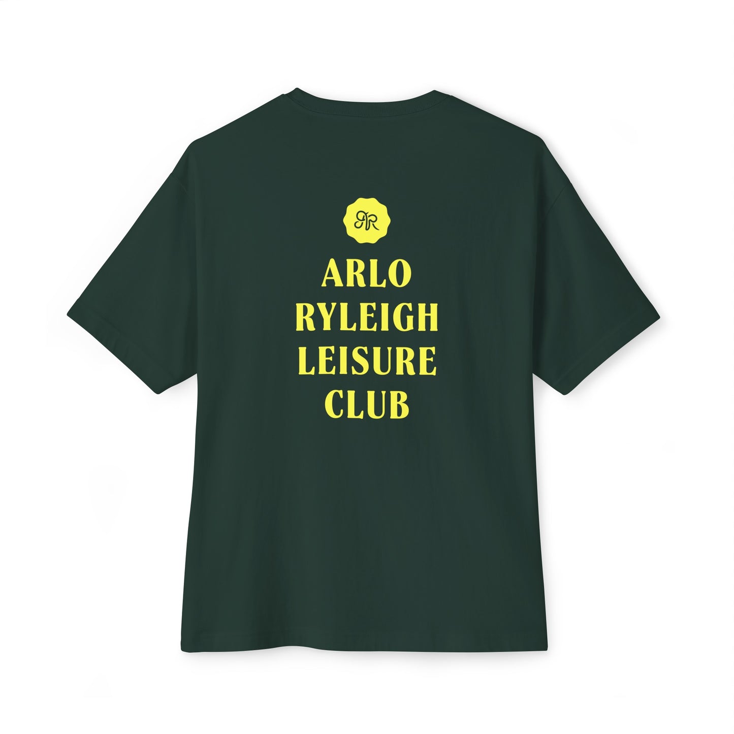 Women's Oversized Boxy Tee, Arlo Ryleigh Leisure Club - Hotel Motel Leisure Club Inn Graphic, Forest Green & Lime