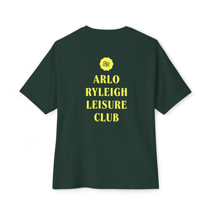 Women's Oversized Boxy Tee, Arlo Ryleigh Leisure Club - Hotel Motel Leisure Club Inn Graphic, Forest Green & Lime