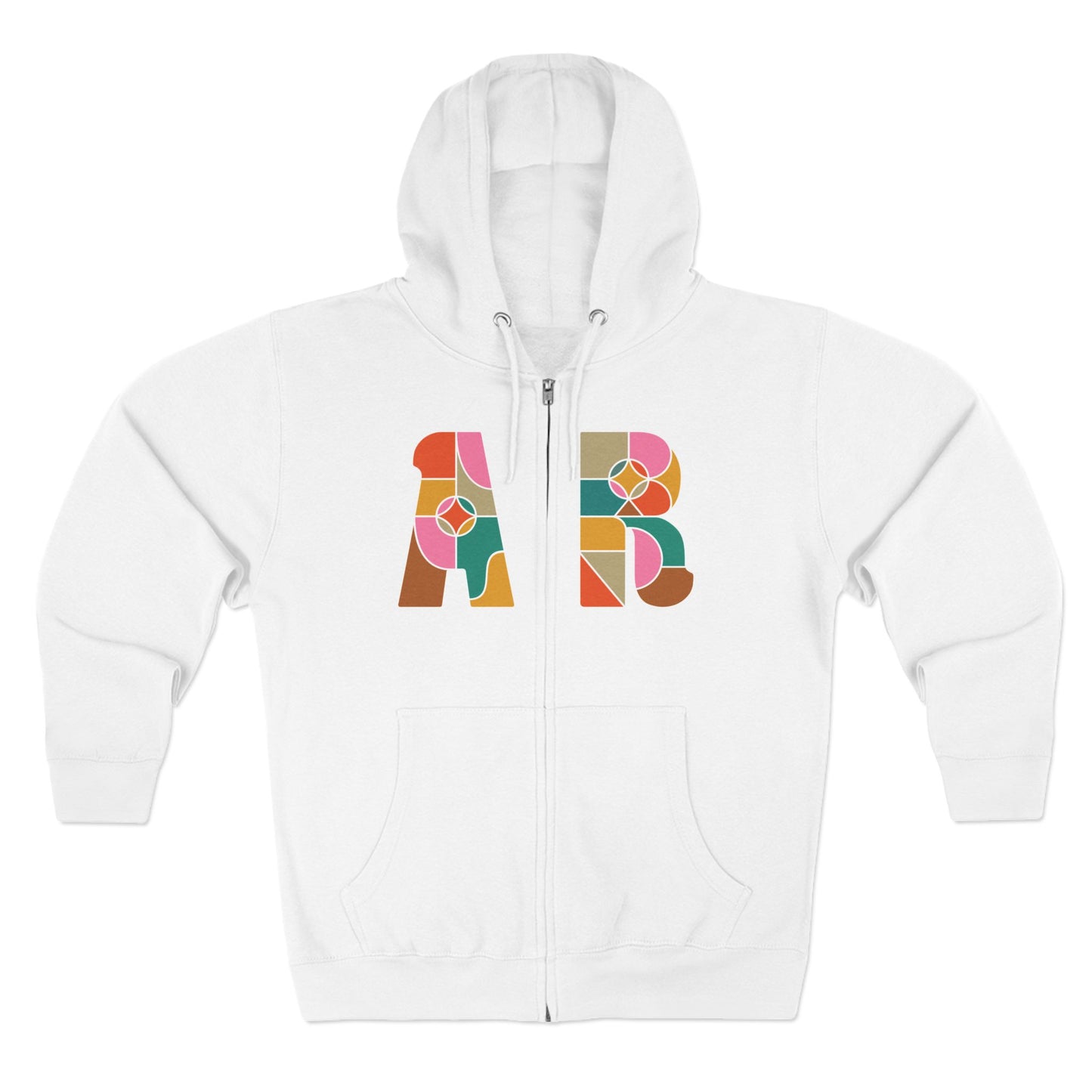 Women's AR Sunburst Stained Glass Zipped Hoodie, White