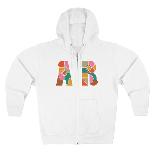 Women's AR Sunburst Stained Glass Zipped Hoodie, White