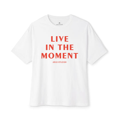 Women's Live in the Moment, White - Oversized Boxy Tee
