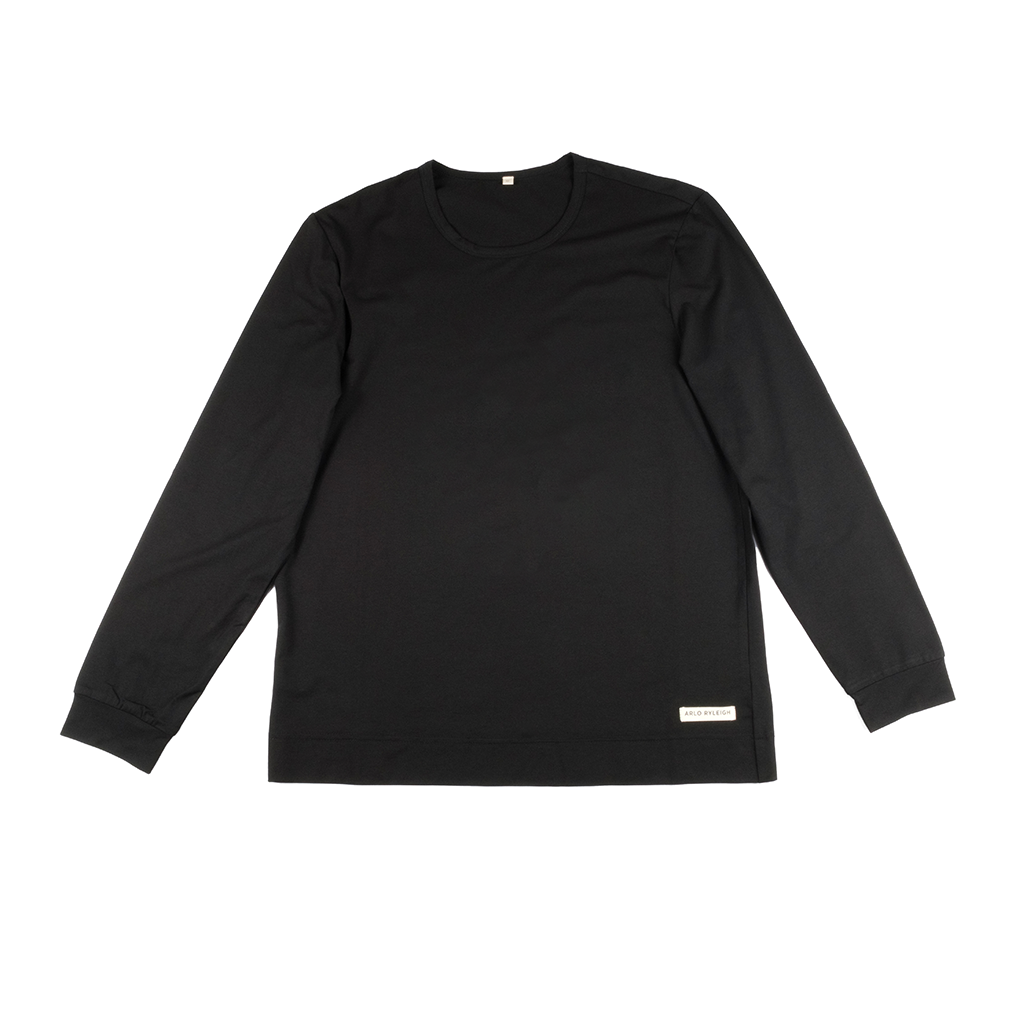 Long-Sleeve Lightweight Crewneck Shirt, Black