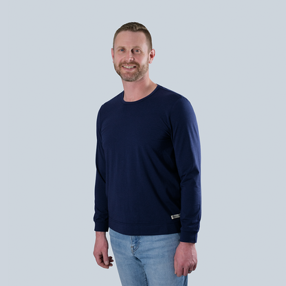 Long-Sleeve Lightweight Crewneck Shirt, Navy