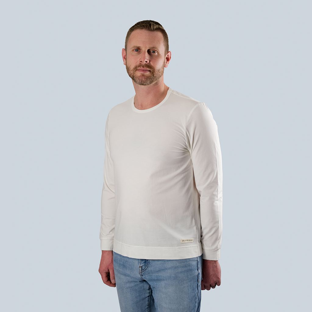 Long-Sleeve Lightweight Crewneck Shirt, Off-White