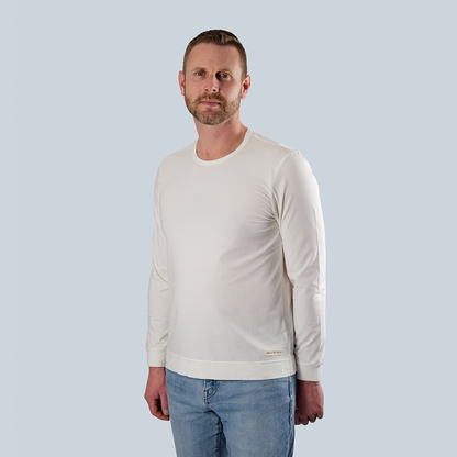 Long-Sleeve Lightweight Crewneck Shirt, Off-White