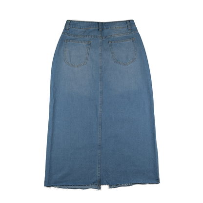 Women's European Style Midi Blue Denim Skirt