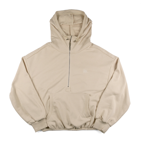 Women’s Half Zip Up Hoodie with Original AR Monogram Embroidered (Beige)