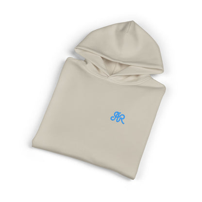 Men's AR Brand Embroidered, Bone & Blue - Oversized Pullover Hoodie