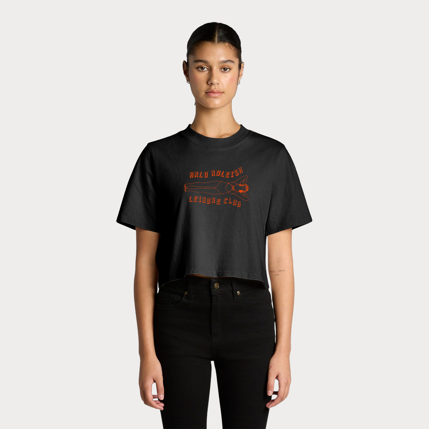 Women's Leisure Club, Faded Black - Heavy Faded Crop Tee
