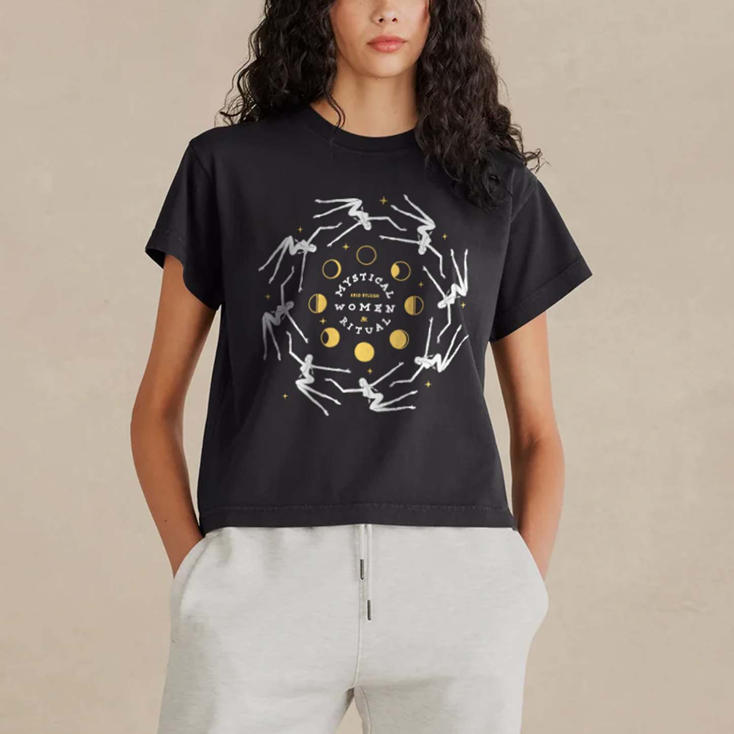 Mystical Women Ritual-Moon Phase Graphic T-Shirt