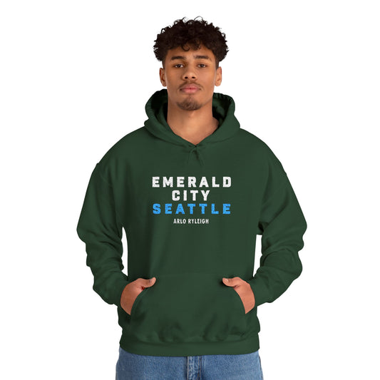 Unisex Arlo Ryleigh Emerald City Seattle, Forest Green - Embroidered Pullover Hoodie