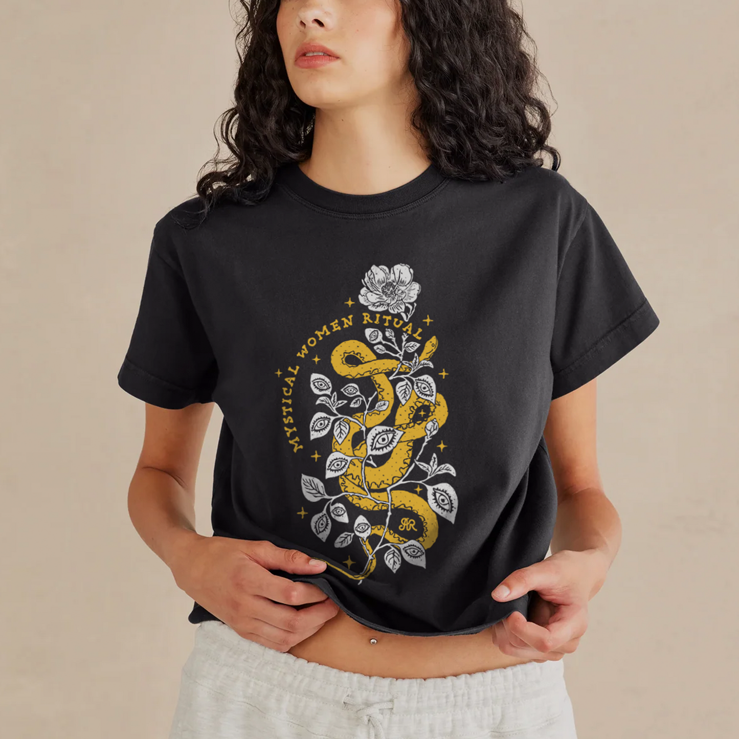 Mystical Women Ritual-Snake Graphic T-shirt