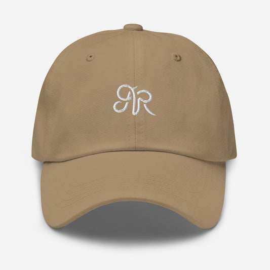 Embroidered Arlo Ryleigh Mark Baseball Hat, Khaki & White