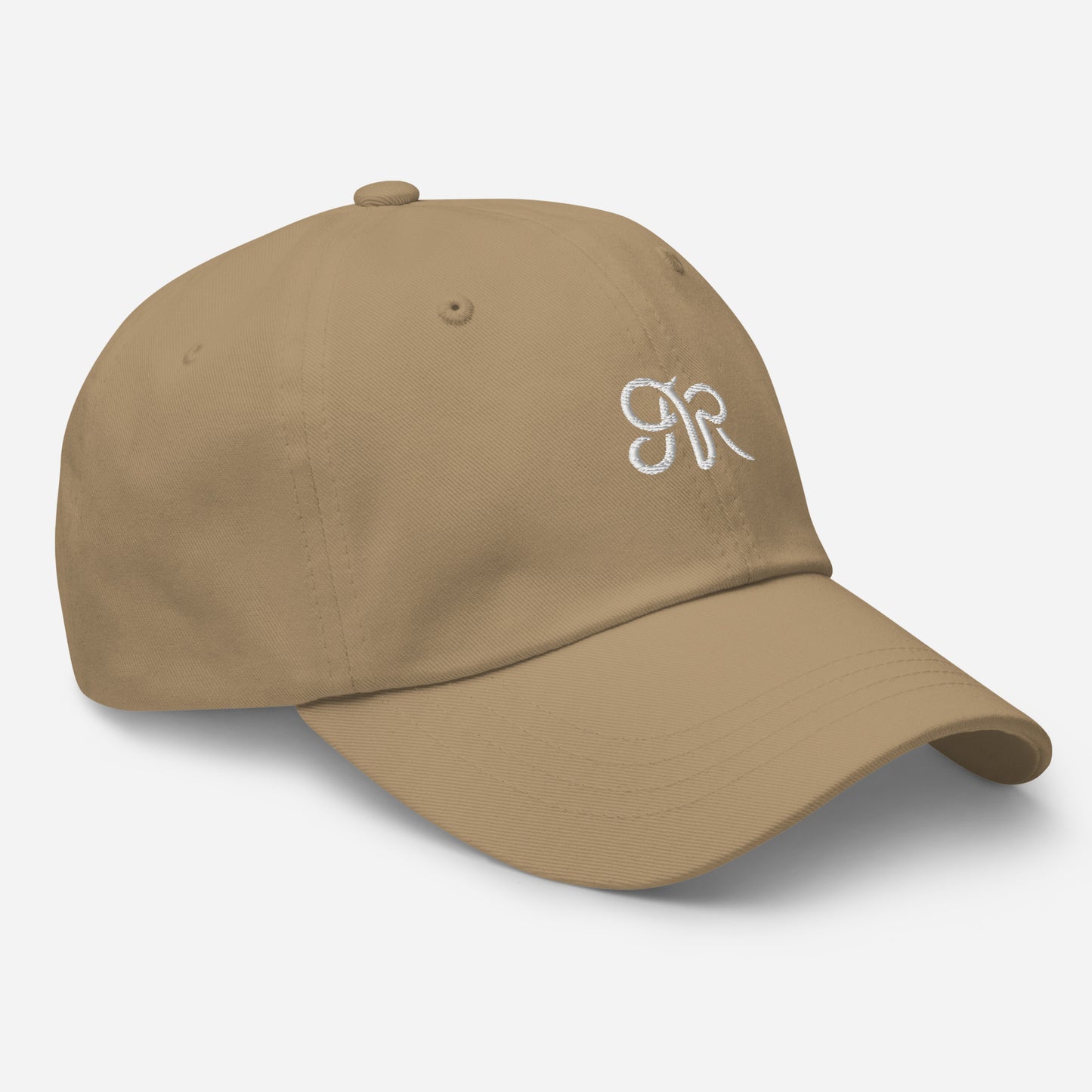 Embroidered Arlo Ryleigh Mark Baseball Hat, Khaki & White