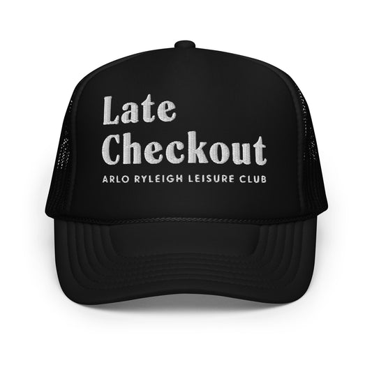 Late Checkout Foam Trucker Hat - Black & White