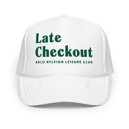 Late Checkout Foam Trucker Hat - White & Kelly Green