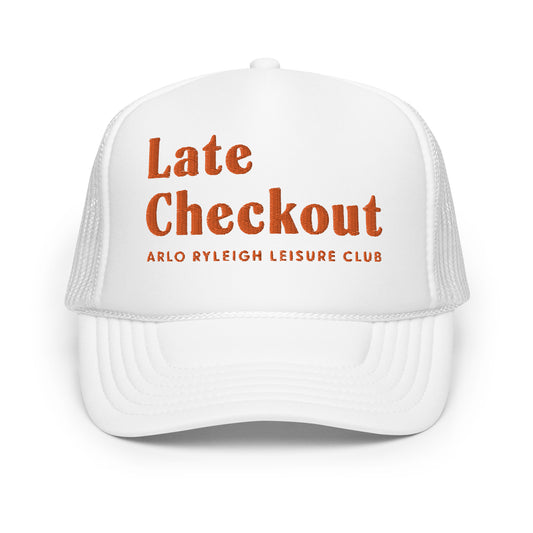 Late Checkout Foam Trucker Hat - White & Orange