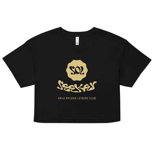 Women’s Crop Tee, Arlo Ryleigh Leisure Club - Sol Seeker Graphic, Black