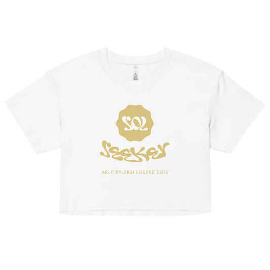 Women’s Crop Tee, Arlo Ryleigh Leisure Club - Sol Seeker Graphic Tshirt, White