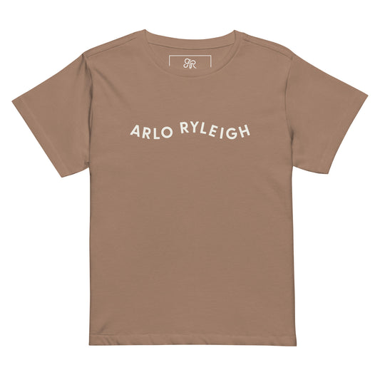 Women’s Slim Tee, Arlo Ryleigh Brand Across Wave, Latte