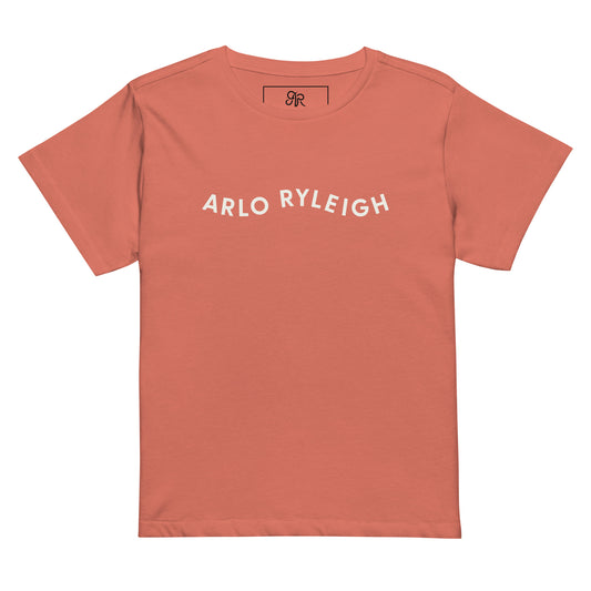 Women’s Slim Tee, Arlo Ryleigh Brand Across Wave, Red Sorbet